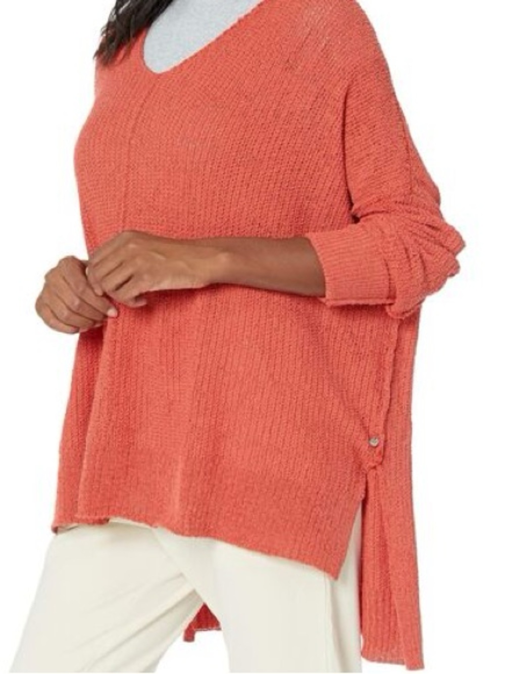 The Normal Brand - Women's Coral/Red Oversized V-Neck Sweater - Roadtrip Swtr